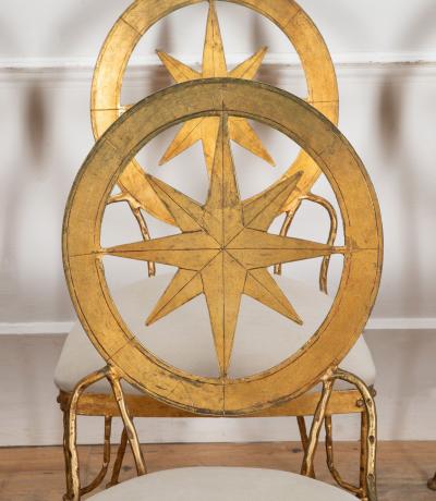 Set of Four Mid Century Italian Gold Leaf Metal Chairs