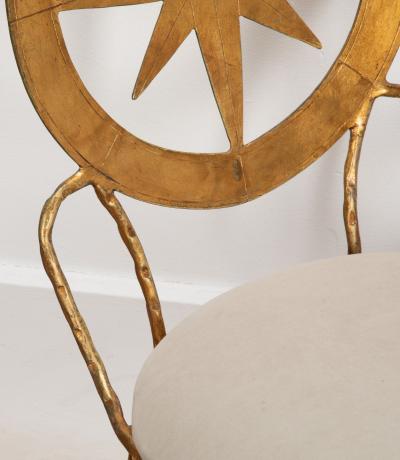 Set of Four Mid Century Italian Gold Leaf Metal Chairs