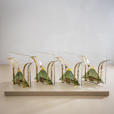 Set of Four Murano Wall Lights by Leucos Italy 1970s