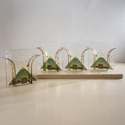 Set of Four Murano Wall Lights by Leucos Italy 1970s