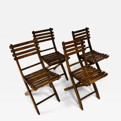 Set of Four Oak Folding Chairs