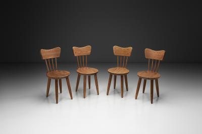 Set of Four Pine Dining Chairs Scandinavia Mid 20th Century