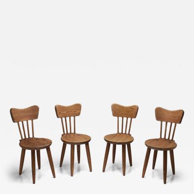 Set of Four Pine Dining Chairs Scandinavia Mid 20th Century