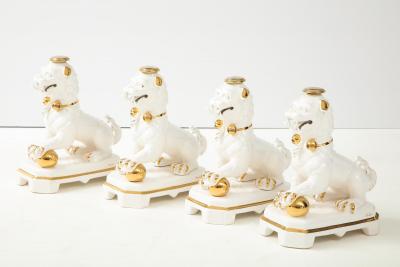 Set of Four Porcelain White Gold Foo Dogs