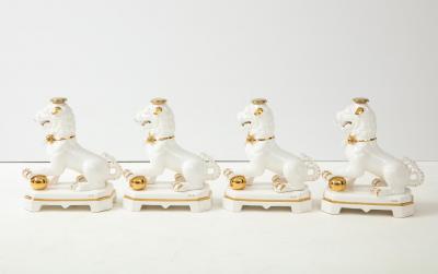 Set of Four Porcelain White Gold Foo Dogs
