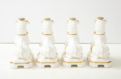 Set of Four Porcelain White Gold Foo Dogs