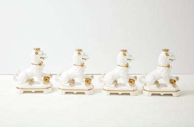 Set of Four Porcelain White Gold Foo Dogs