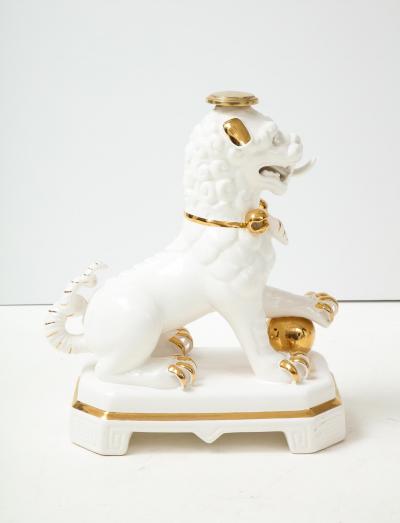 Set of Four Porcelain White Gold Foo Dogs