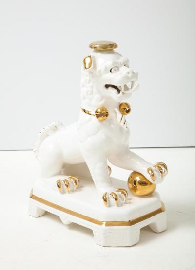 Set of Four Porcelain White Gold Foo Dogs