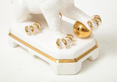 Set of Four Porcelain White Gold Foo Dogs