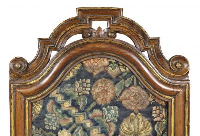 Set of Four Queen Anne Walnut and Parcel Gilt Side Chairs