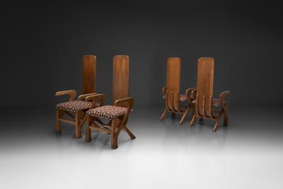 Set of Four Sculptural High Back Dining Chairs Europe 1980s