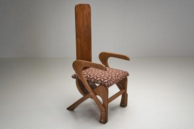 Set of Four Sculptural High Back Dining Chairs Europe 1980s