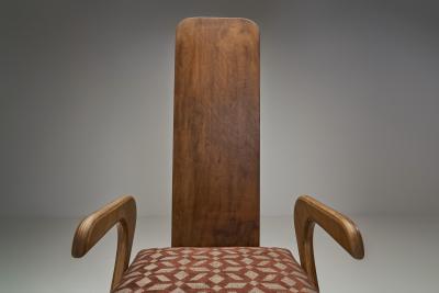 Set of Four Sculptural High Back Dining Chairs Europe 1980s