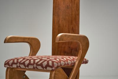 Set of Four Sculptural High Back Dining Chairs Europe 1980s