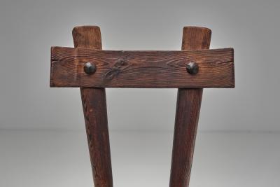 Set of Four Sculptural Pine Chairs Europe Mid 20th Century