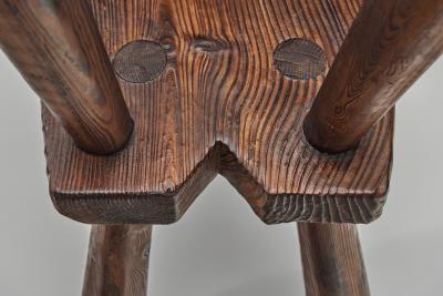 Set of Four Sculptural Pine Chairs Europe Mid 20th Century