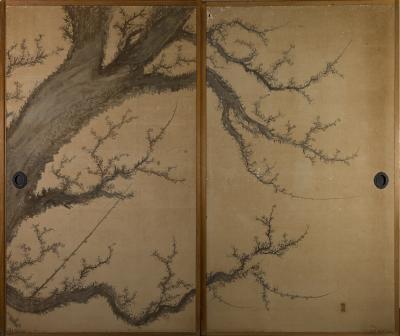 Set of Four Sliding Doors Fusuma Venerable Plum