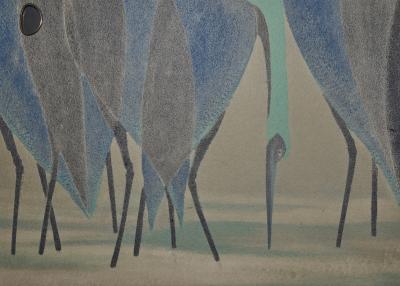 Set of Four Sliding Doors Fusuma Wading Cranes