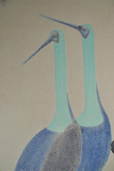 Set of Four Sliding Doors Fusuma Wading Cranes