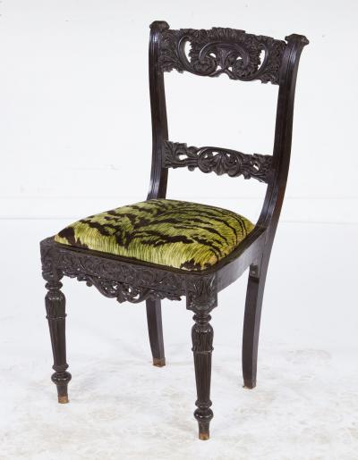 Set of Four Solid Ebony Chairs