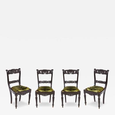 Set of Four Solid Ebony Chairs