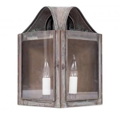 Set of Four Verdigris Green and Copper Wall Mounted Lanterns