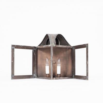 Set of Four Verdigris Green and Copper Wall Mounted Lanterns