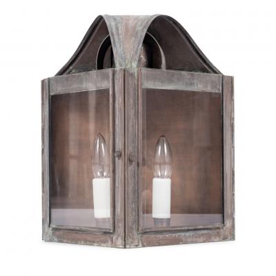 Set of Four Verdigris Green and Copper Wall Mounted Lanterns