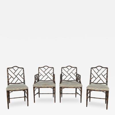 Set of Four Vintage Chinese Chippendale Style Chairs