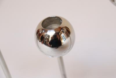 Set of Four Vintage Chrome Orb Candlesticks with Lucite Stems and Bases