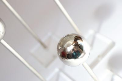 Set of Four Vintage Chrome Orb Candlesticks with Lucite Stems and Bases