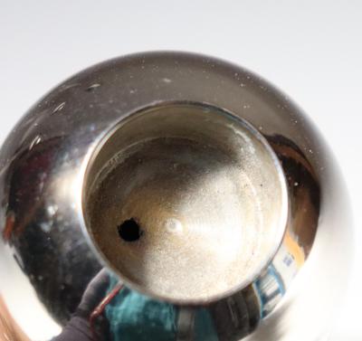 Set of Four Vintage Chrome Orb Candlesticks with Lucite Stems and Bases