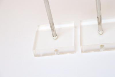 Set of Four Vintage Chrome Orb Candlesticks with Lucite Stems and Bases