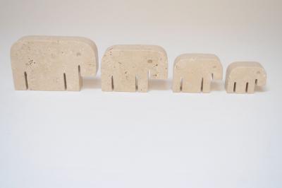 Set of Four Vintage Italian Travertine Elephant Sculptures by Fratelli Mannelli