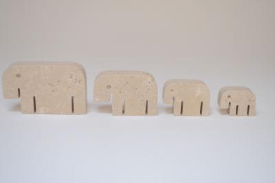 Set of Four Vintage Italian Travertine Elephant Sculptures by Fratelli Mannelli