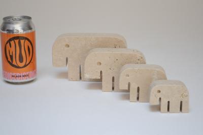 Set of Four Vintage Italian Travertine Elephant Sculptures by Fratelli Mannelli