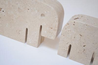 Set of Four Vintage Italian Travertine Elephant Sculptures by Fratelli Mannelli