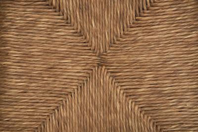 Set of Four Wood and Woven Rush Dining Chairs Europe ca 1950s