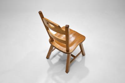 Set of Four Wooden Brutalist Dining Chairs Europe 20th Century