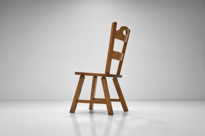 Set of Four Wooden Brutalist Dining Chairs Europe 20th Century