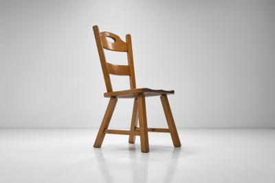 Set of Four Wooden Brutalist Dining Chairs Europe 20th Century