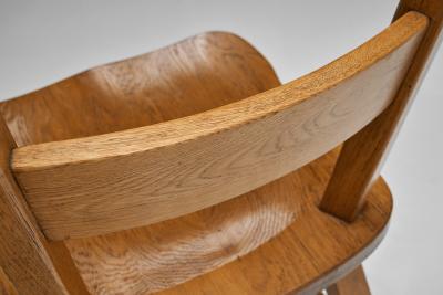 Set of Four Wooden Brutalist Dining Chairs Europe 20th Century