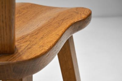 Set of Four Wooden Brutalist Dining Chairs Europe 20th Century