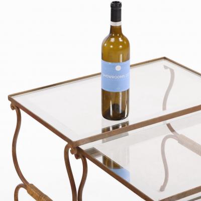 Set of French Gilt Iron Nesting Tables with Silvered Glass Tops C 1950