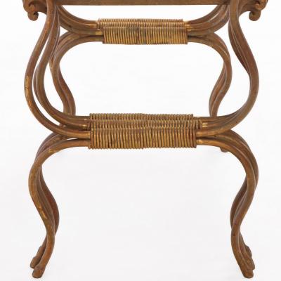 Set of French Gilt Iron Nesting Tables with Silvered Glass Tops C 1950