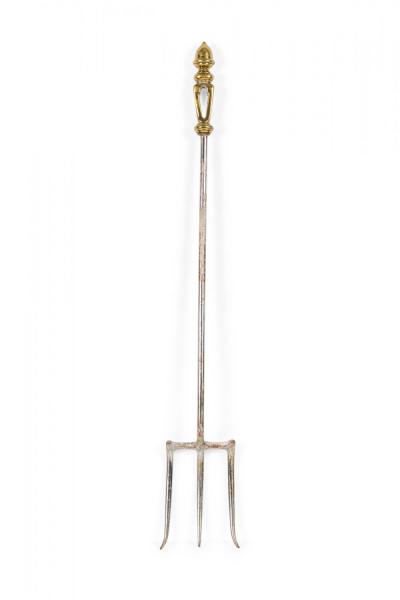 Set of French Victorian Style Iron and Brass Scroll Design Fire Tools
