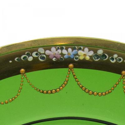 Set of Green Crystal Dinner Plates