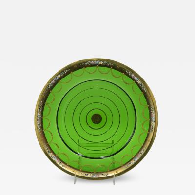 Set of Green Crystal Dinner Plates