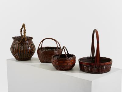 Set of Ikebana Bamboo Baskets Maeda Chikub sai Meiji Period